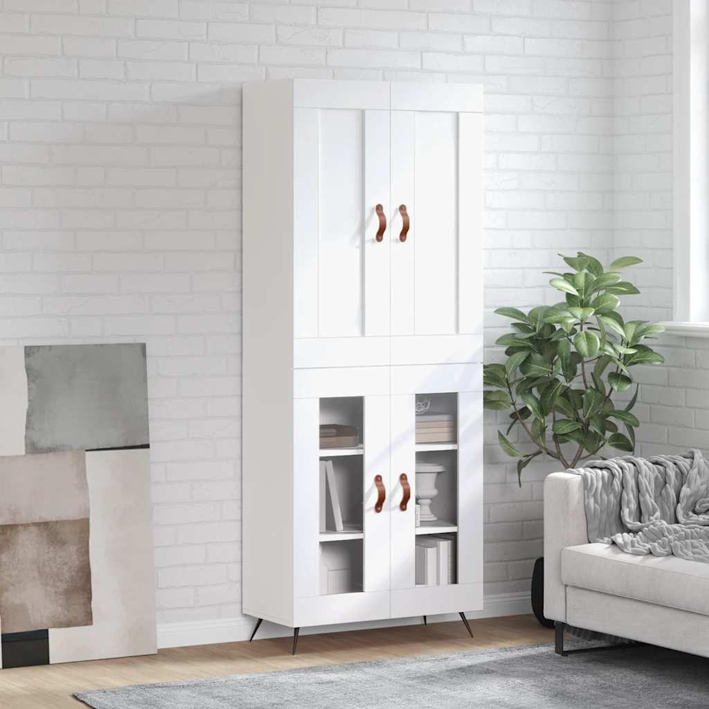 højskab 69,5x34x180 cm konstrueret træ hvid