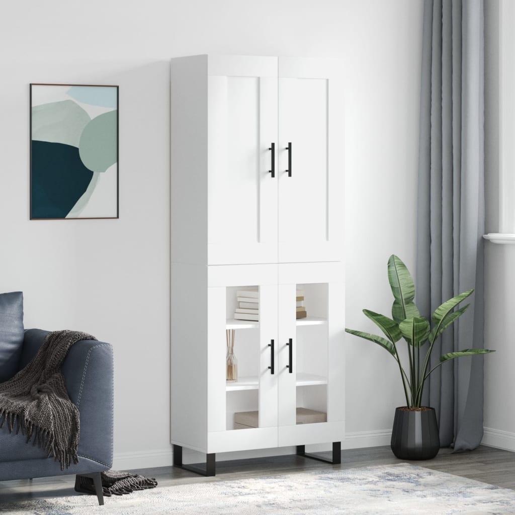 højskab 69,5x34x180 cm konstrueret træ hvid