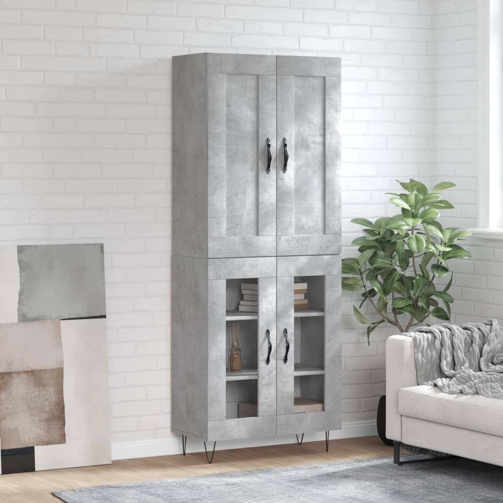 højskab 69,5x34x180 cm konstrueret træ betongrå