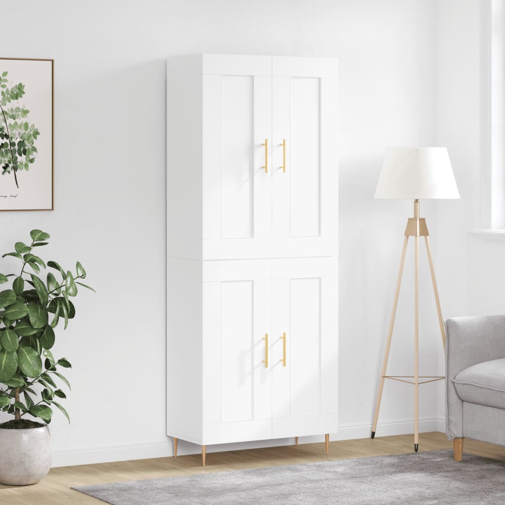 højskab 69,5x34x180 cm konstrueret træ hvid
