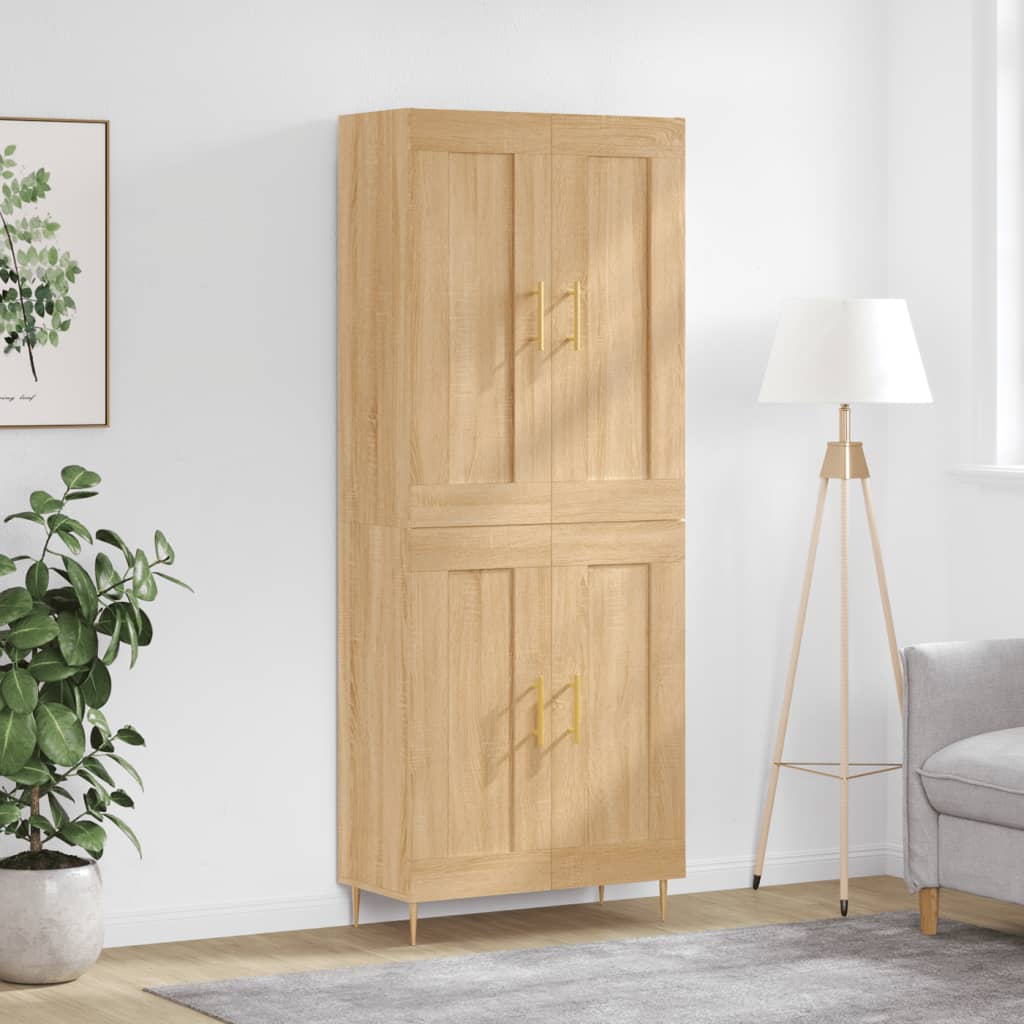 højskab 69,5x34x180 cm konstrueret træ sonoma-eg