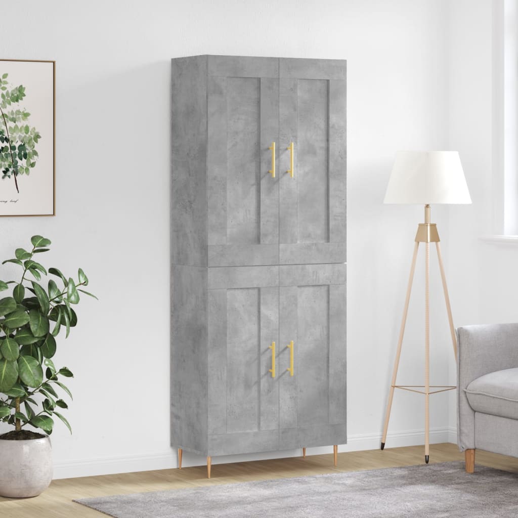 højskab 69,5x34x180 cm konstrueret træ betongrå