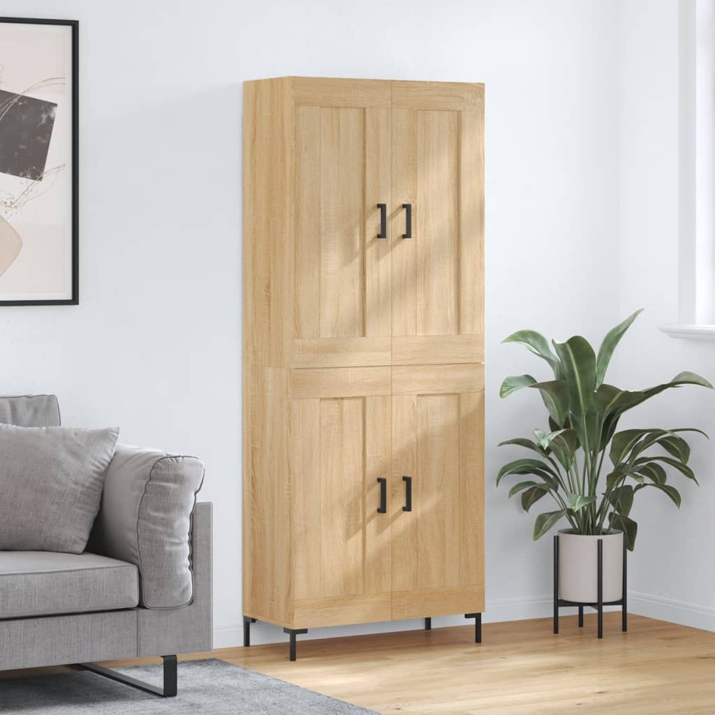 højskab 69,5x34x180 cm konstrueret træ sonoma-eg