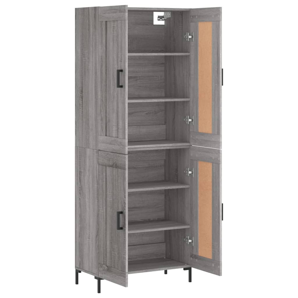 højskab 69,5x34x180 cm konstrueret træ grå sonoma-eg