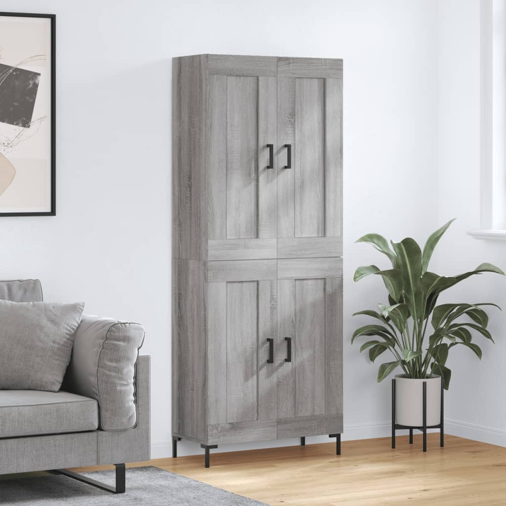 højskab 69,5x34x180 cm konstrueret træ grå sonoma-eg