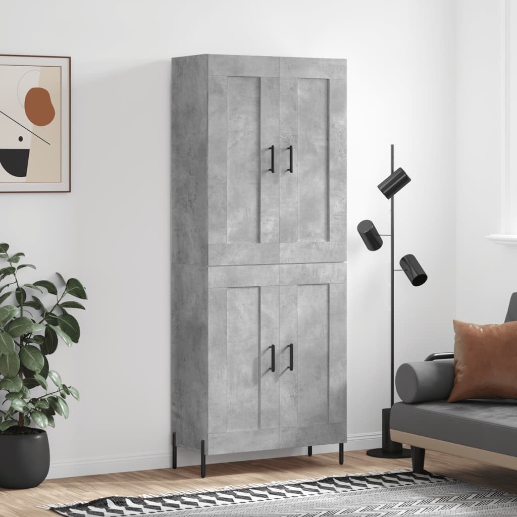 højskab 69,5x34x180 cm konstrueret træ betongrå