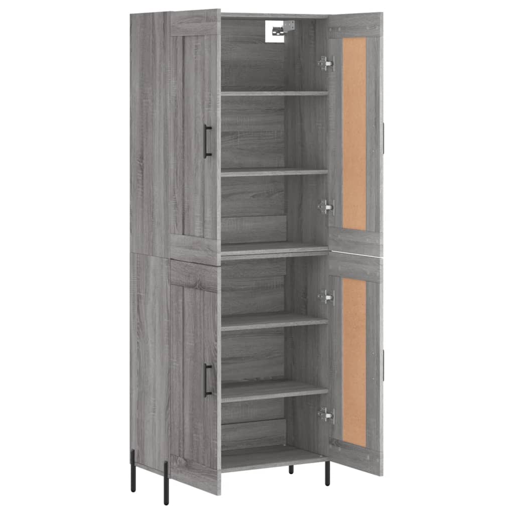 højskab 69,5x34x180 cm konstrueret træ grå sonoma-eg