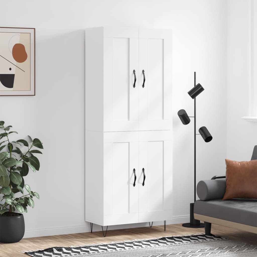 højskab 69,5x34x180 cm konstrueret træ hvid