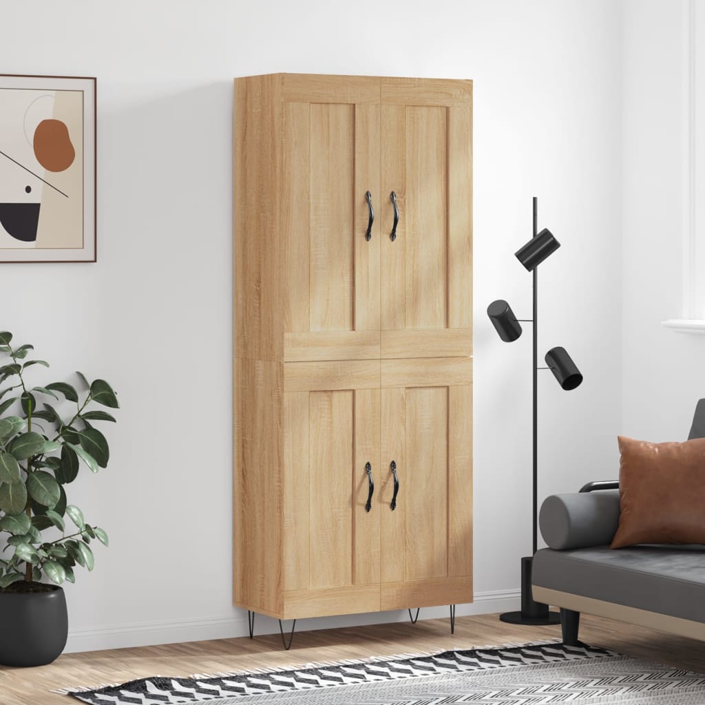 højskab 69,5x34x180 cm konstrueret træ sonoma-eg
