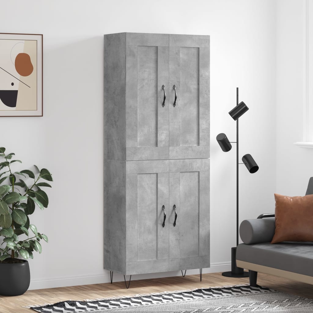 højskab 69,5x34x180 cm konstrueret træ betongrå