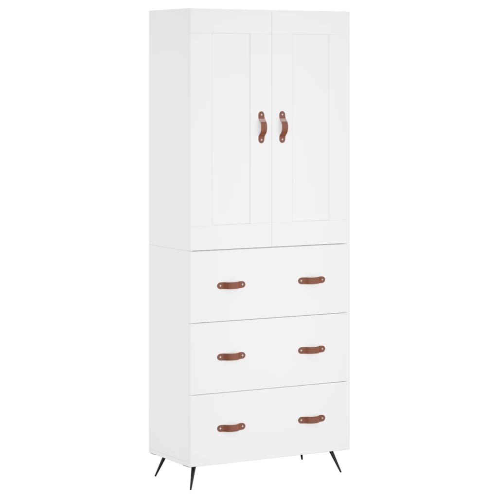 højskab 69,5x34x180 cm konstrueret træ hvid