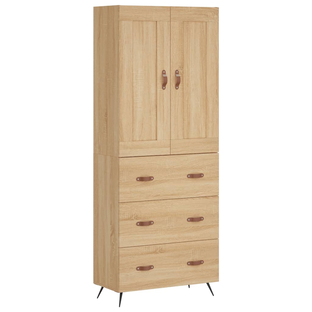 højskab 69,5x34x180 cm konstrueret træ sonoma-eg