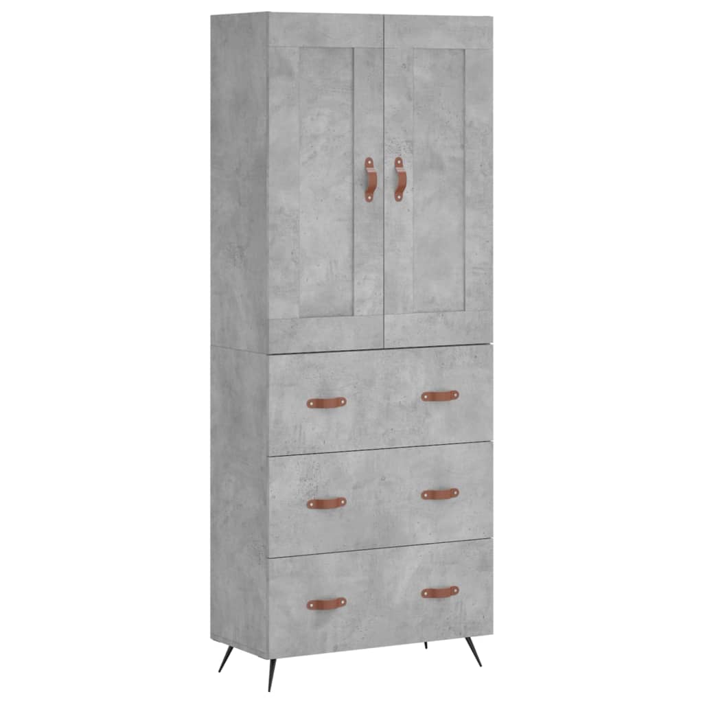 højskab 69,5x34x180 cm konstrueret træ betongrå