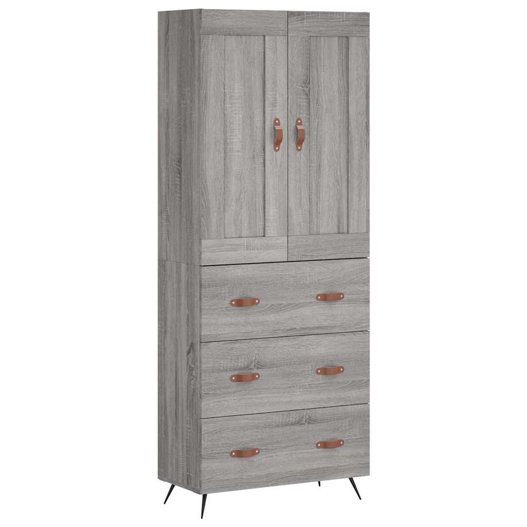 højskab 69,5x34x180 cm konstrueret træ grå sonoma-eg