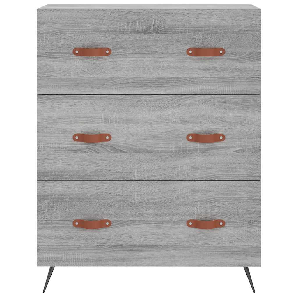 højskab 69,5x34x180 cm konstrueret træ grå sonoma-eg