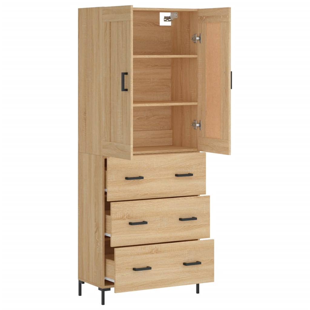 højskab 69,5x34x180 cm konstrueret træ sonoma-eg