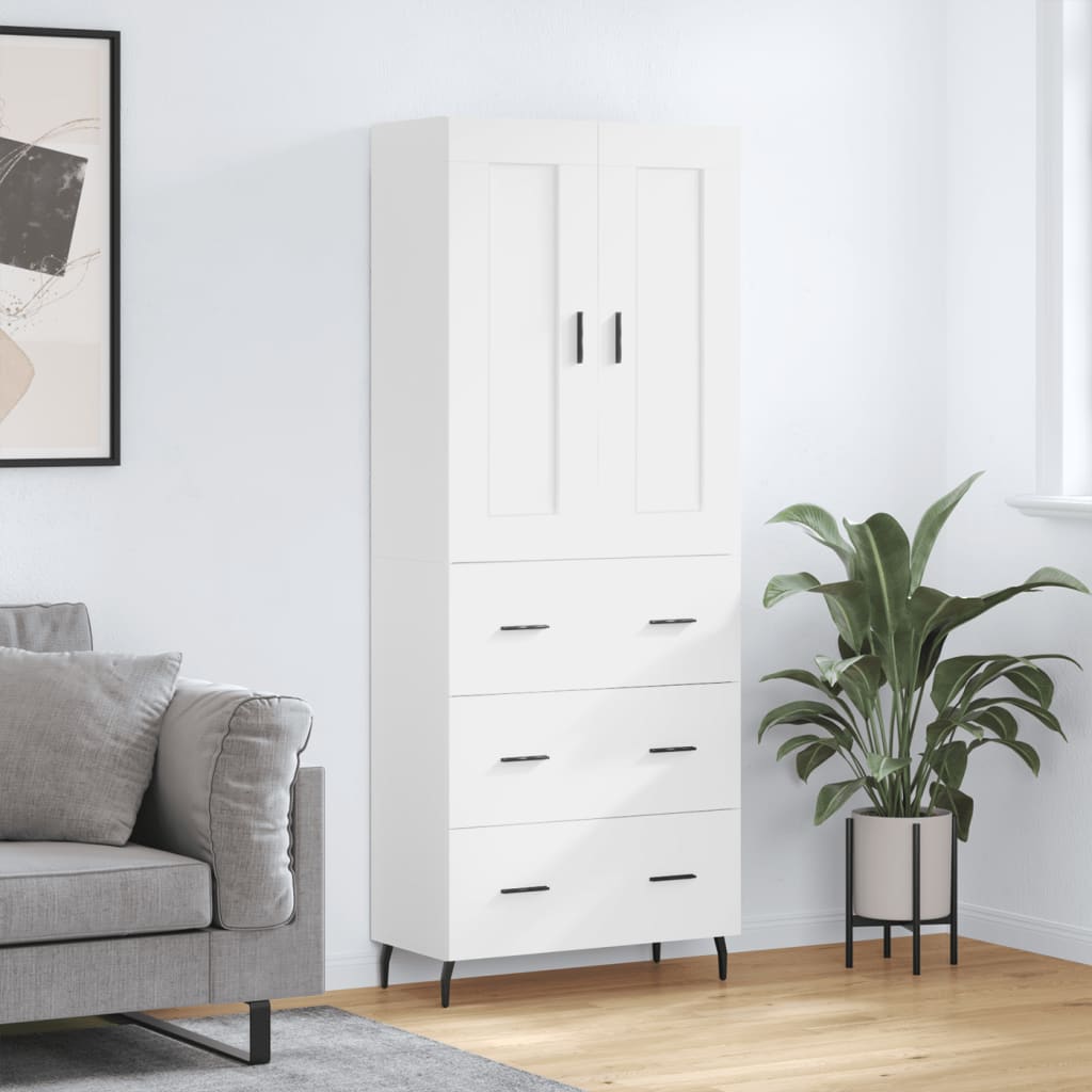 højskab 69,5x34x180 cm konstrueret træ hvid