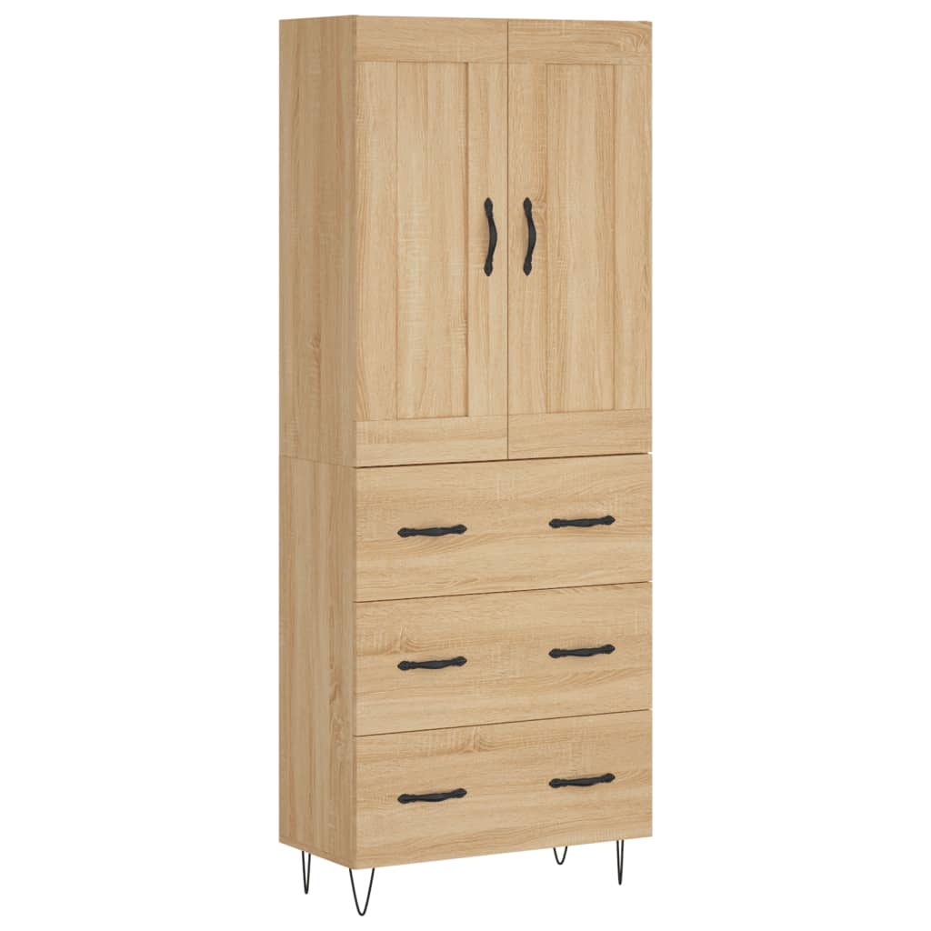 højskab 69,5x34x180 cm konstrueret træ sonoma-eg