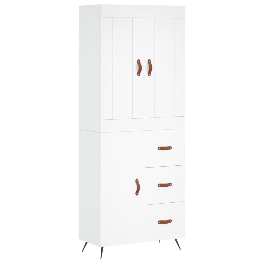 højskab 69,5x34x180 cm konstrueret træ hvid