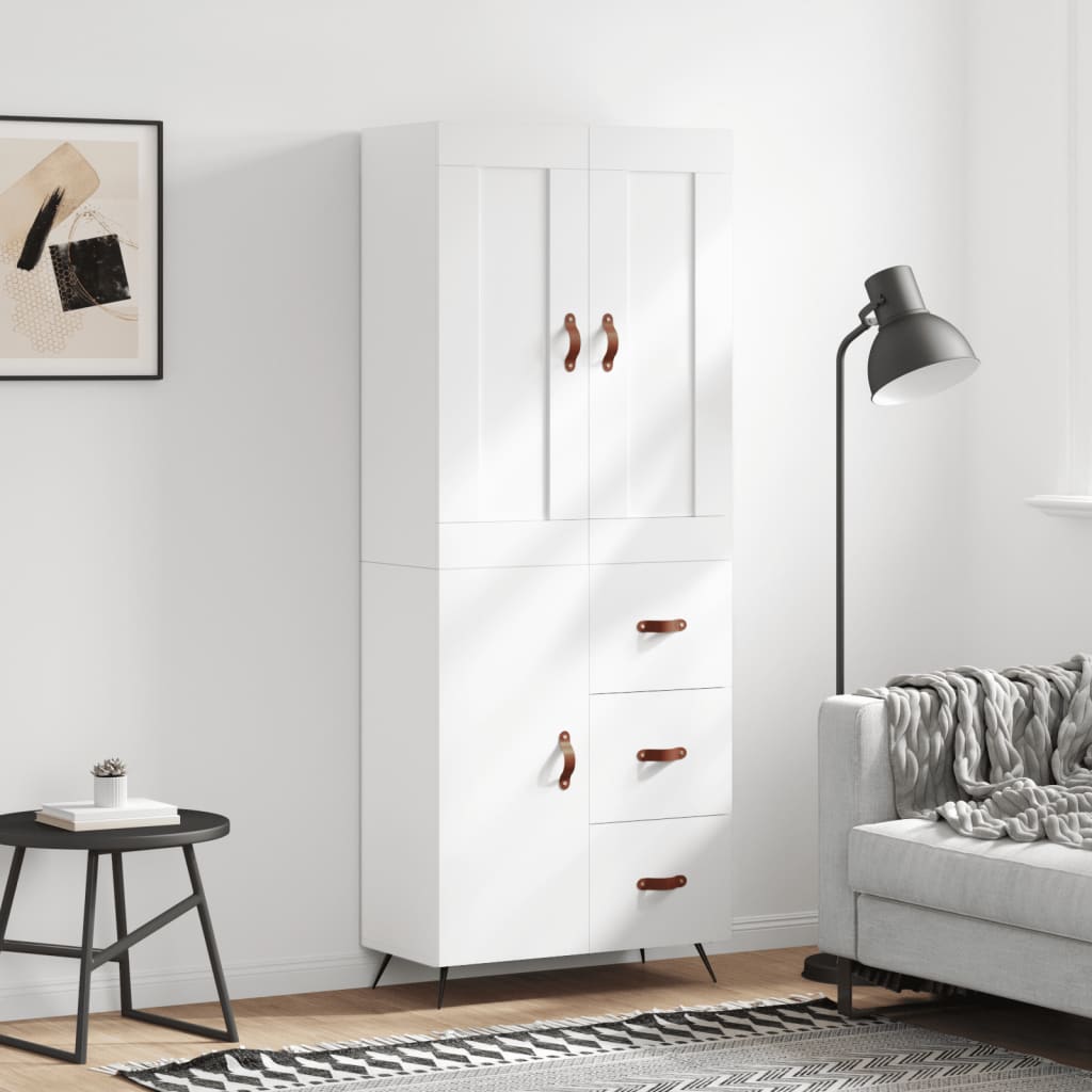 højskab 69,5x34x180 cm konstrueret træ hvid