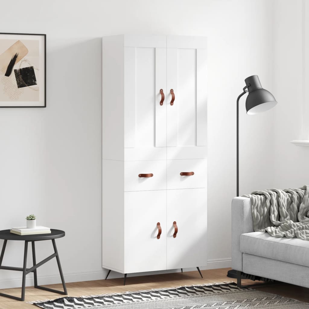 højskab 69,5x34x180 cm konstrueret træ hvid