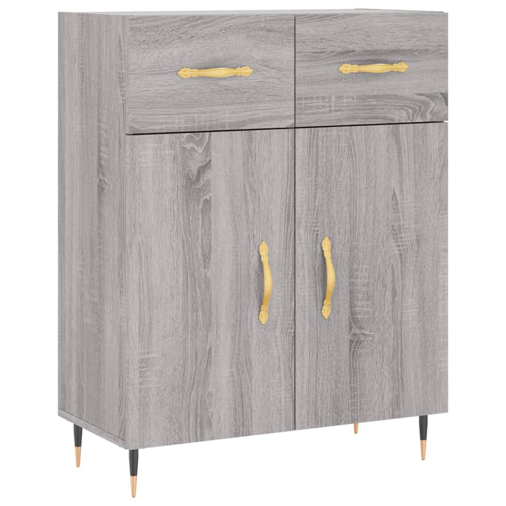 højskab 69,5x34x180 cm konstrueret træ grå sonoma-eg
