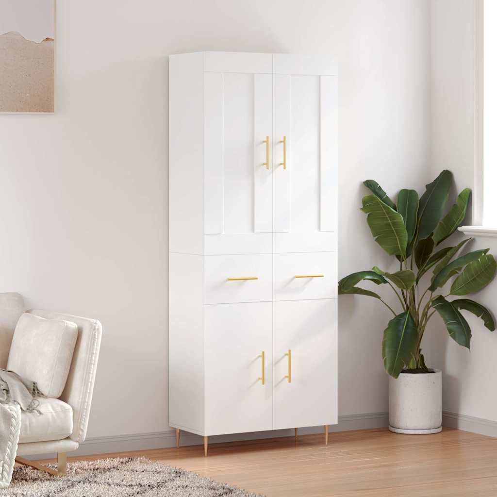 højskab 69,5x34x180 cm konstrueret træ hvid