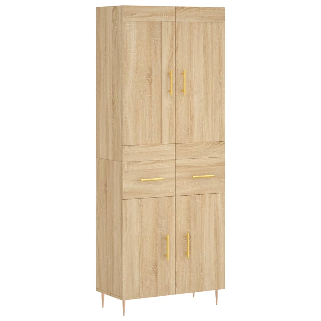 højskab 69,5x34x180 cm konstrueret træ sonoma-eg