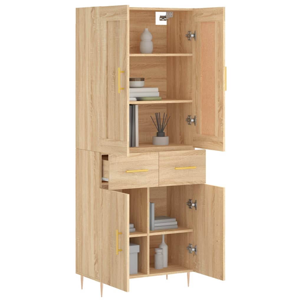 højskab 69,5x34x180 cm konstrueret træ sonoma-eg