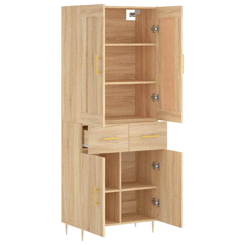 højskab 69,5x34x180 cm konstrueret træ sonoma-eg