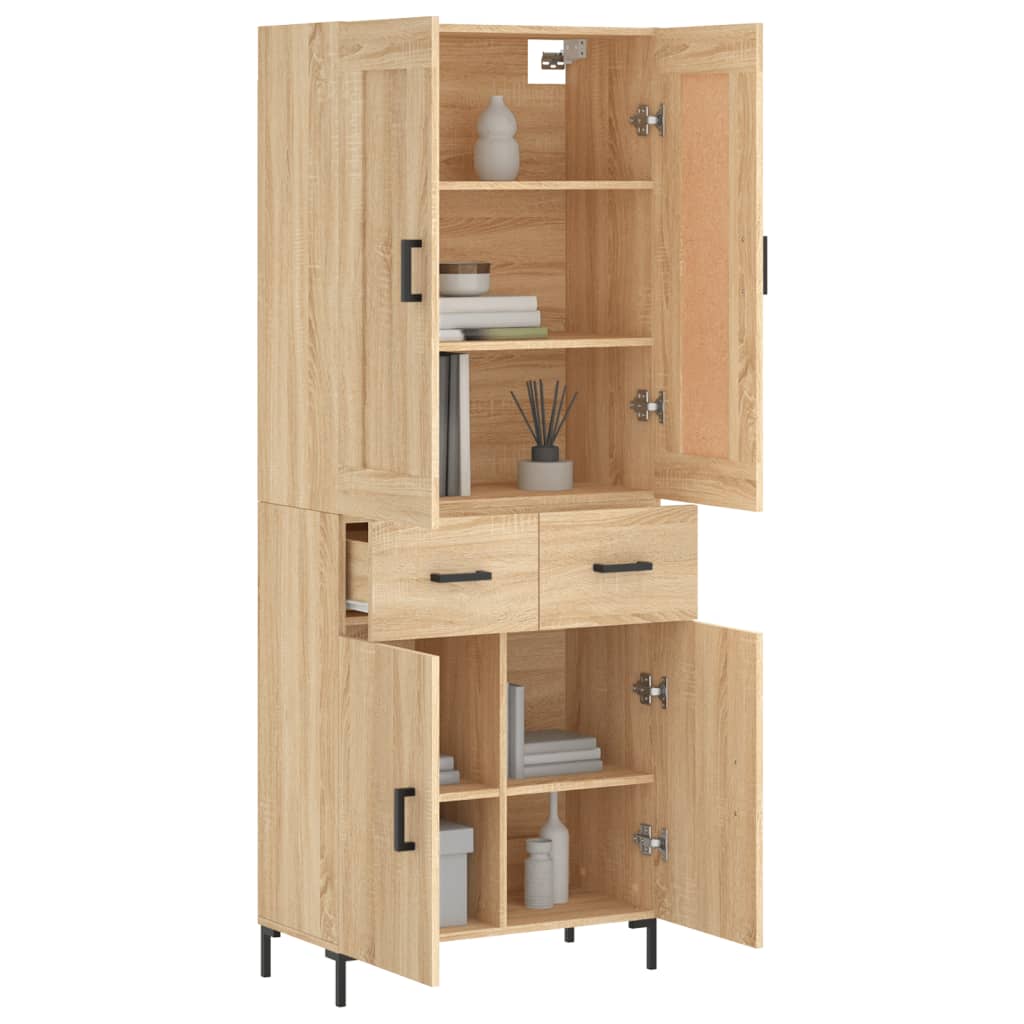 højskab 69,5x34x180 cm konstrueret træ sonoma-eg