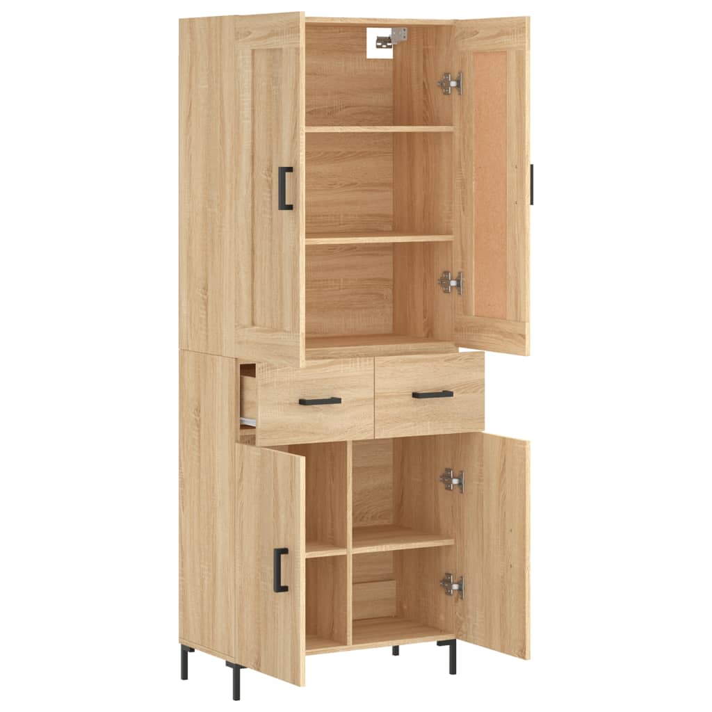 højskab 69,5x34x180 cm konstrueret træ sonoma-eg