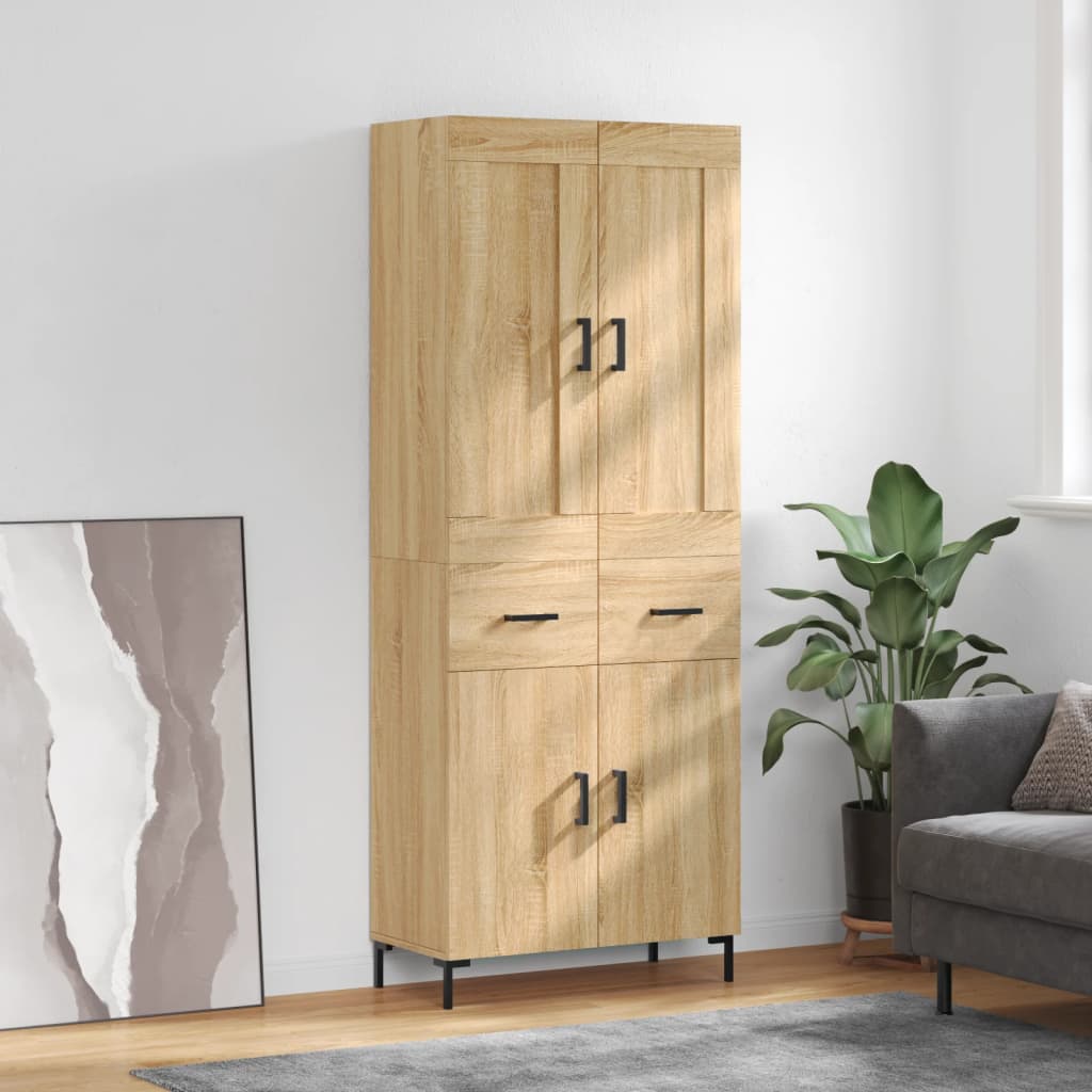højskab 69,5x34x180 cm konstrueret træ sonoma-eg