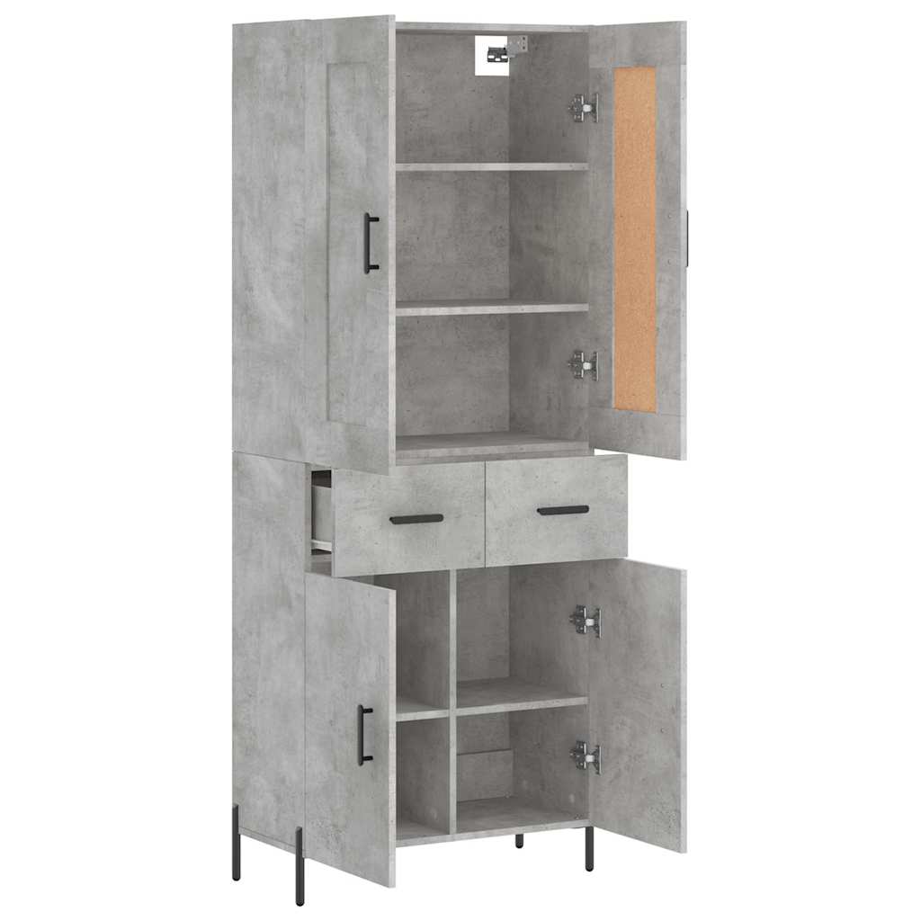 højskab 69,5x34x180 cm konstrueret træ betongrå