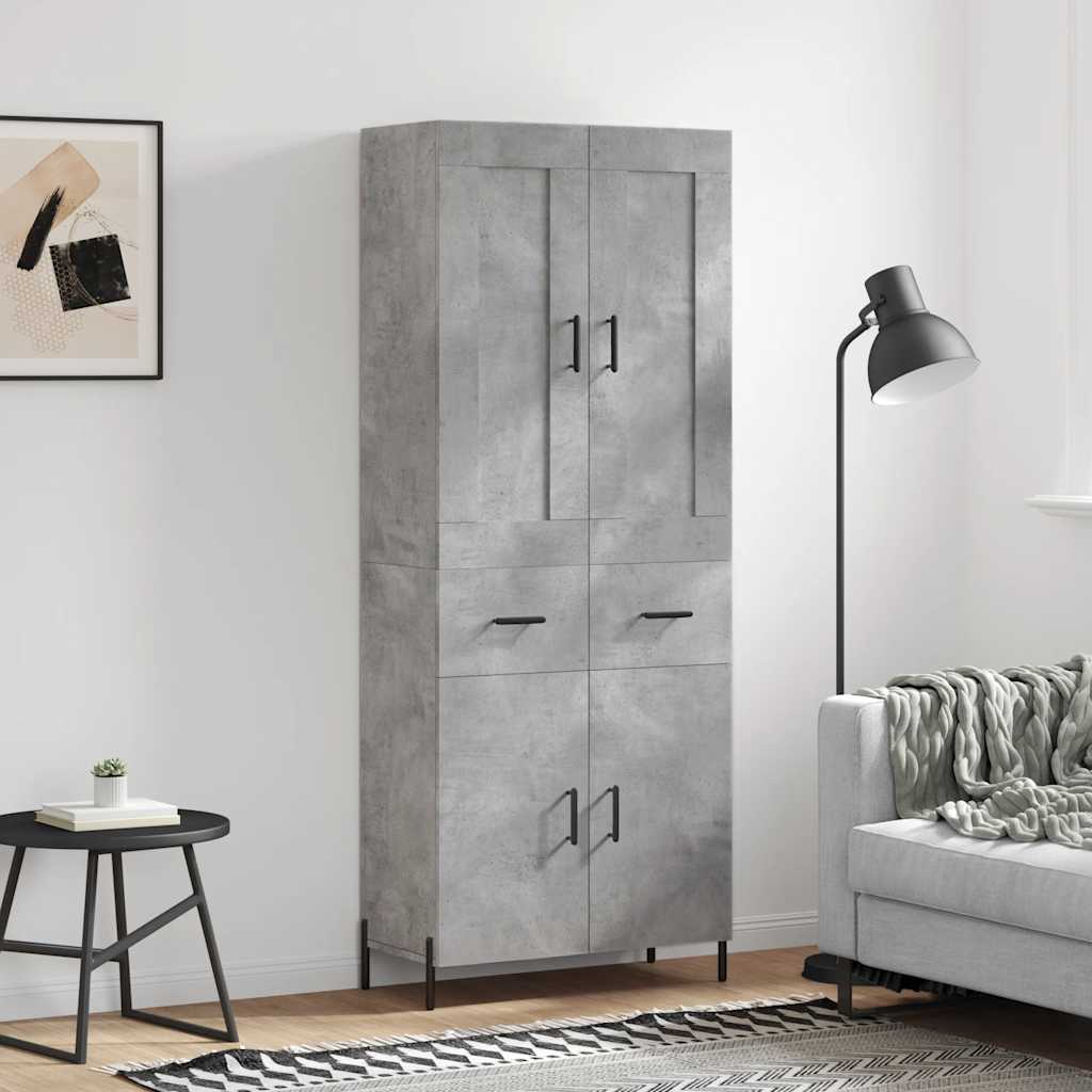 højskab 69,5x34x180 cm konstrueret træ betongrå