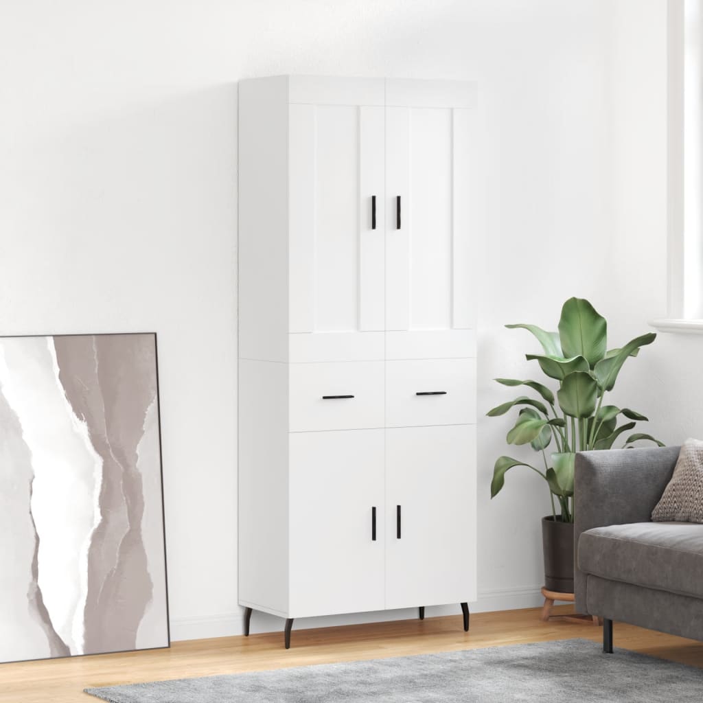 højskab 69,5x34x180 cm konstrueret træ hvid