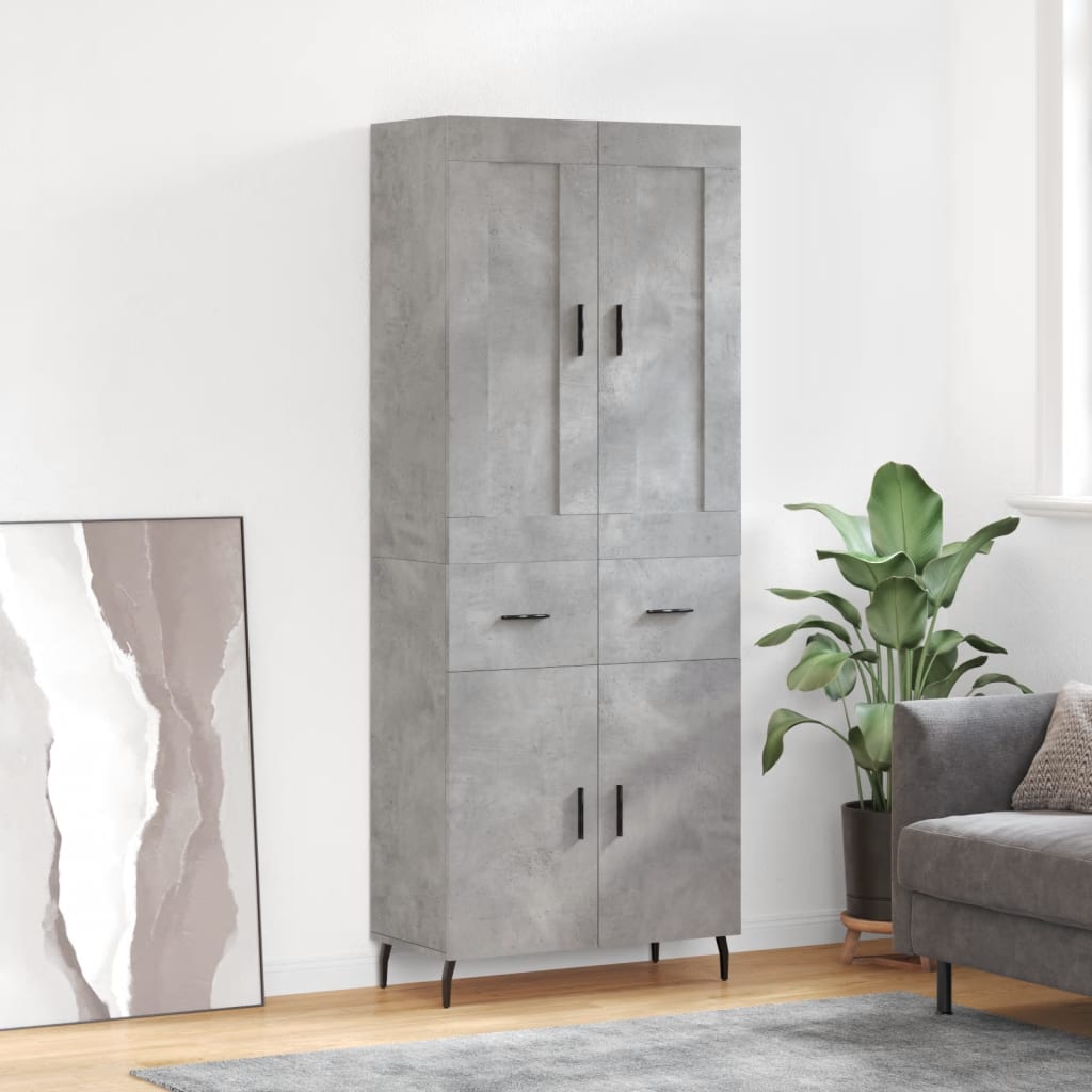 højskab 69,5x34x180 cm konstrueret træ betongrå