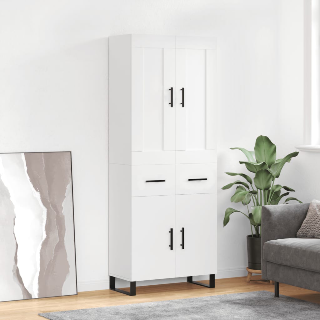 højskab 69,5x34x180 cm konstrueret træ hvid