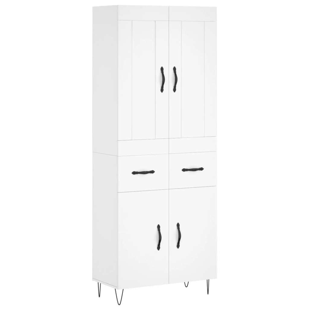 højskab 69,5x34x180 cm konstrueret træ hvid