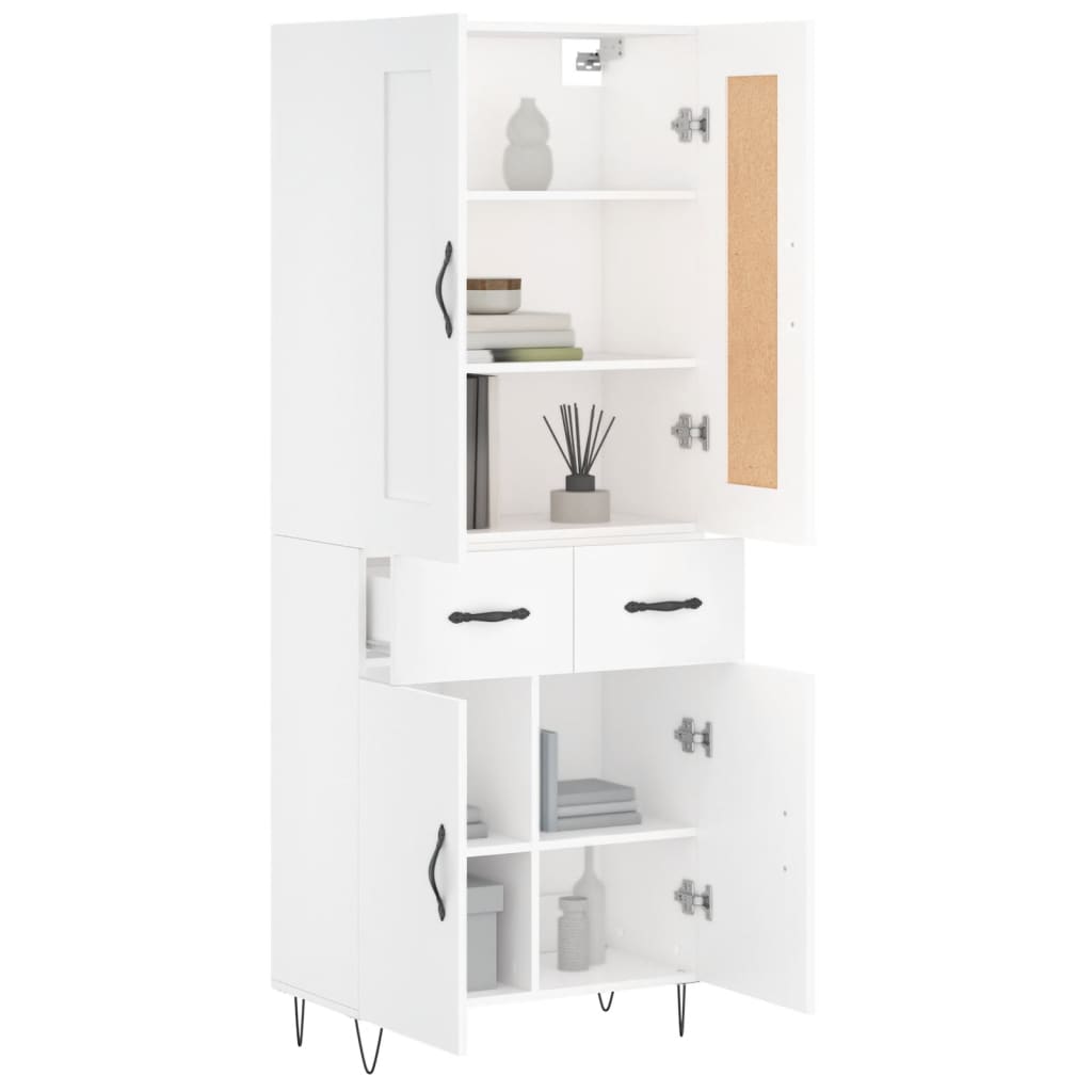 højskab 69,5x34x180 cm konstrueret træ hvid