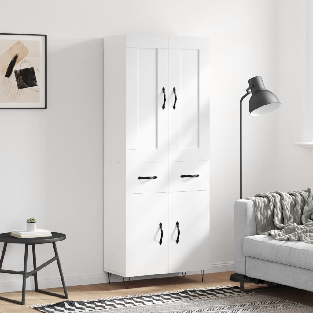 højskab 69,5x34x180 cm konstrueret træ hvid