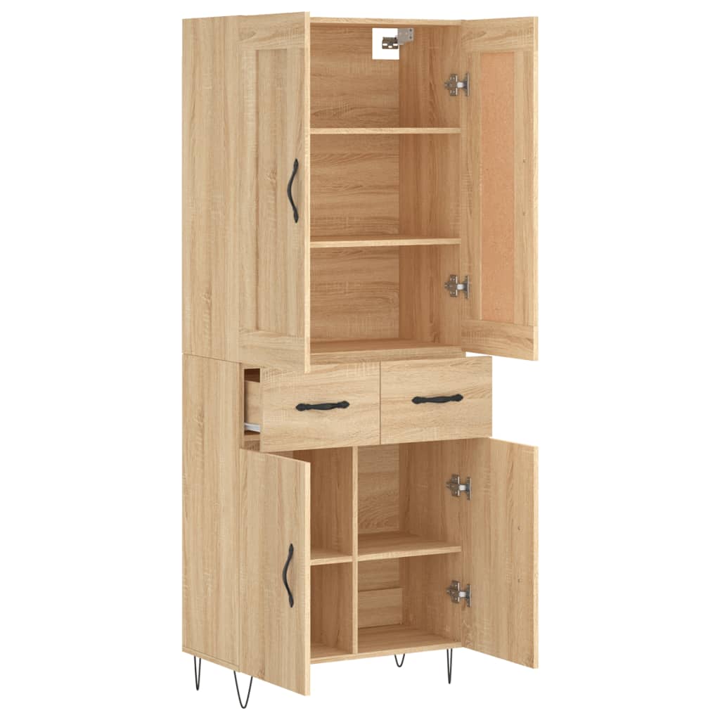 højskab 69,5x34x180 cm konstrueret træ sonoma-eg