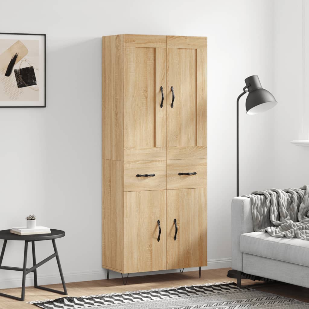 højskab 69,5x34x180 cm konstrueret træ sonoma-eg