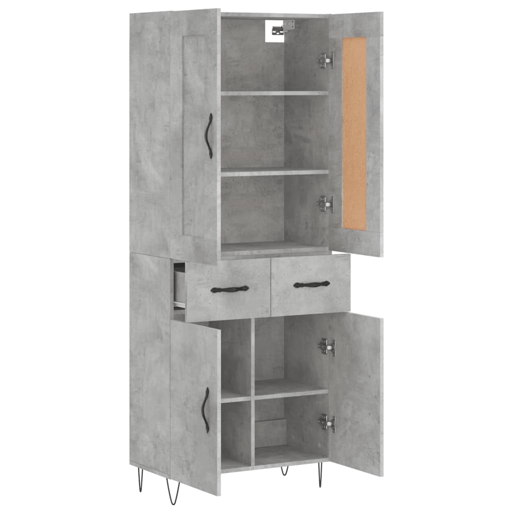 højskab 69,5x34x180 cm konstrueret træ betongrå