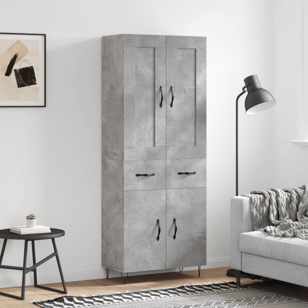 højskab 69,5x34x180 cm konstrueret træ betongrå