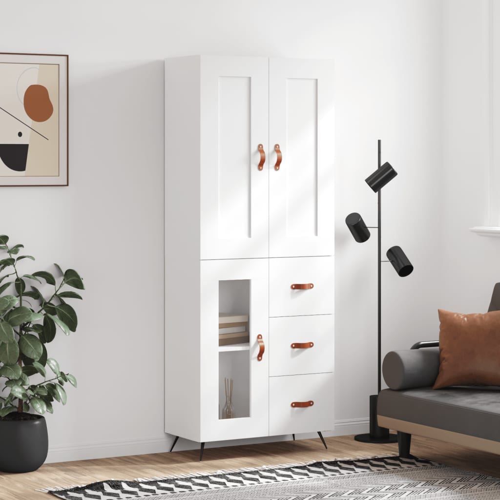 højskab 69,5x34x180 cm konstrueret træ hvid
