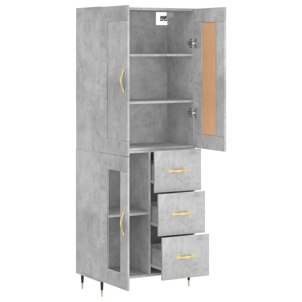 højskab 69,5x34x180 cm konstrueret træ betongrå