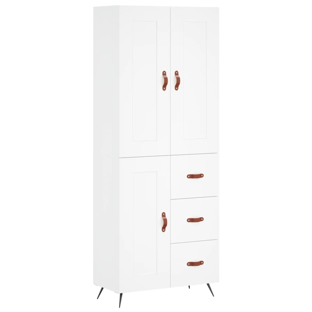 højskab 69,5x34x180 cm konstrueret træ hvid