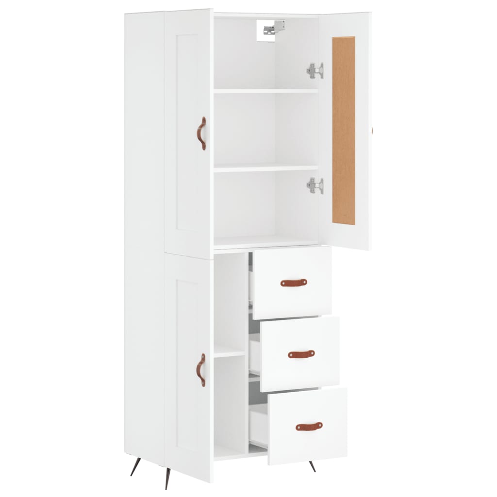 højskab 69,5x34x180 cm konstrueret træ hvid