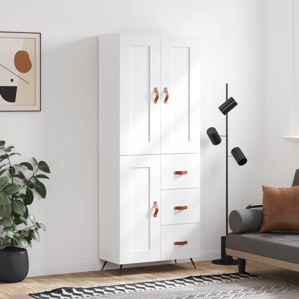 højskab 69,5x34x180 cm konstrueret træ hvid